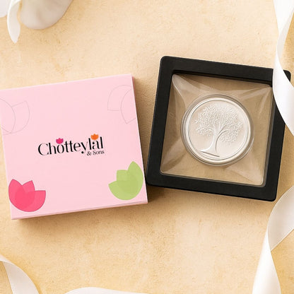 Banyan Tree, Silver, Round Shape, 1 gm, 999 Purity Silver Coin - Ready To Ship