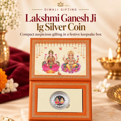 Lakshmi Ganesh Ji, Silver, Round Shape, 1 g