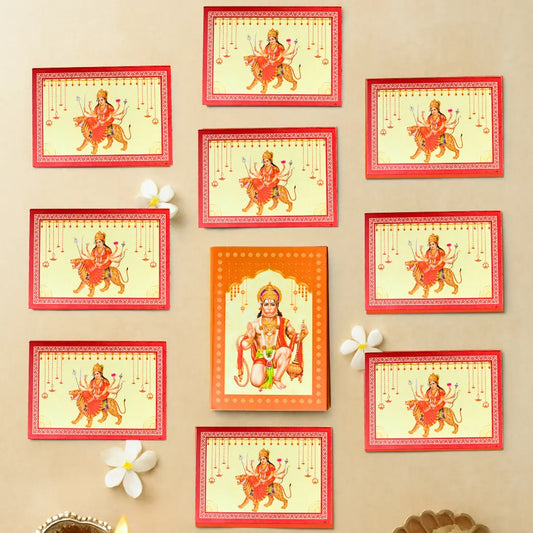 Kanjak and Langur Combo Gift Set (9 Mata rani  Silver Coins and 1 Hanuman ji Silver Coin {1 gram each}}- 999 Purity Silver Coins