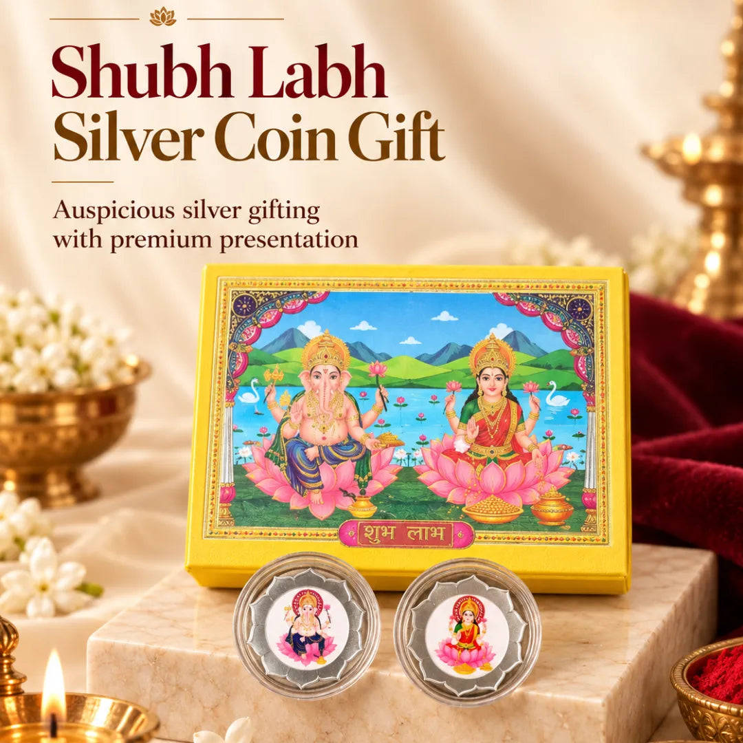 Shubh Labh Silver Coin Gift – Laxmi Ganesh Ji (Total 4 g) - 999 Pure Silver