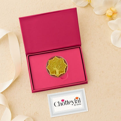 Banyan Tree, Silver (gold finish), Lotus Shape, 5 gm, 999 Purity Silver Coin - Ready To Ship