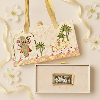 Aashirwaad Baraati Design, Rose Gold Finish, Dollar Shape, 20 gm, 999 Silver Coin Box Set – Ready to Ship