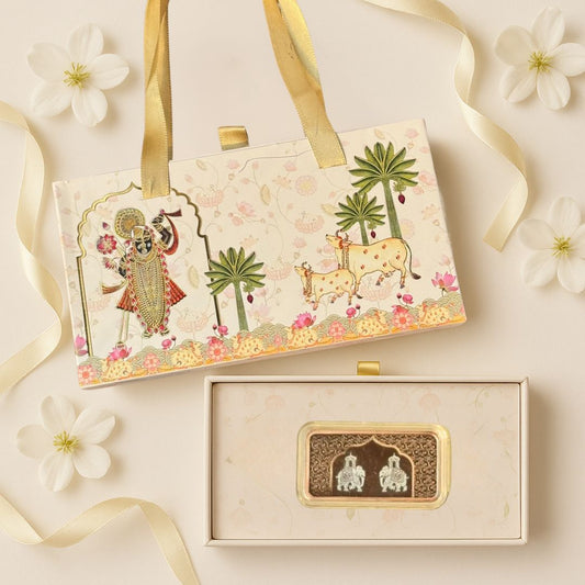 Ashirwaad Two Elephant Design, Rose Gold Finish, Dollar Shape, 20 gm Each , 999 Silver Coin Box Set – Ready to Ship