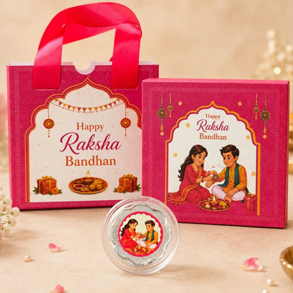 1g Silver Coin Rakhi Theme Gift Box