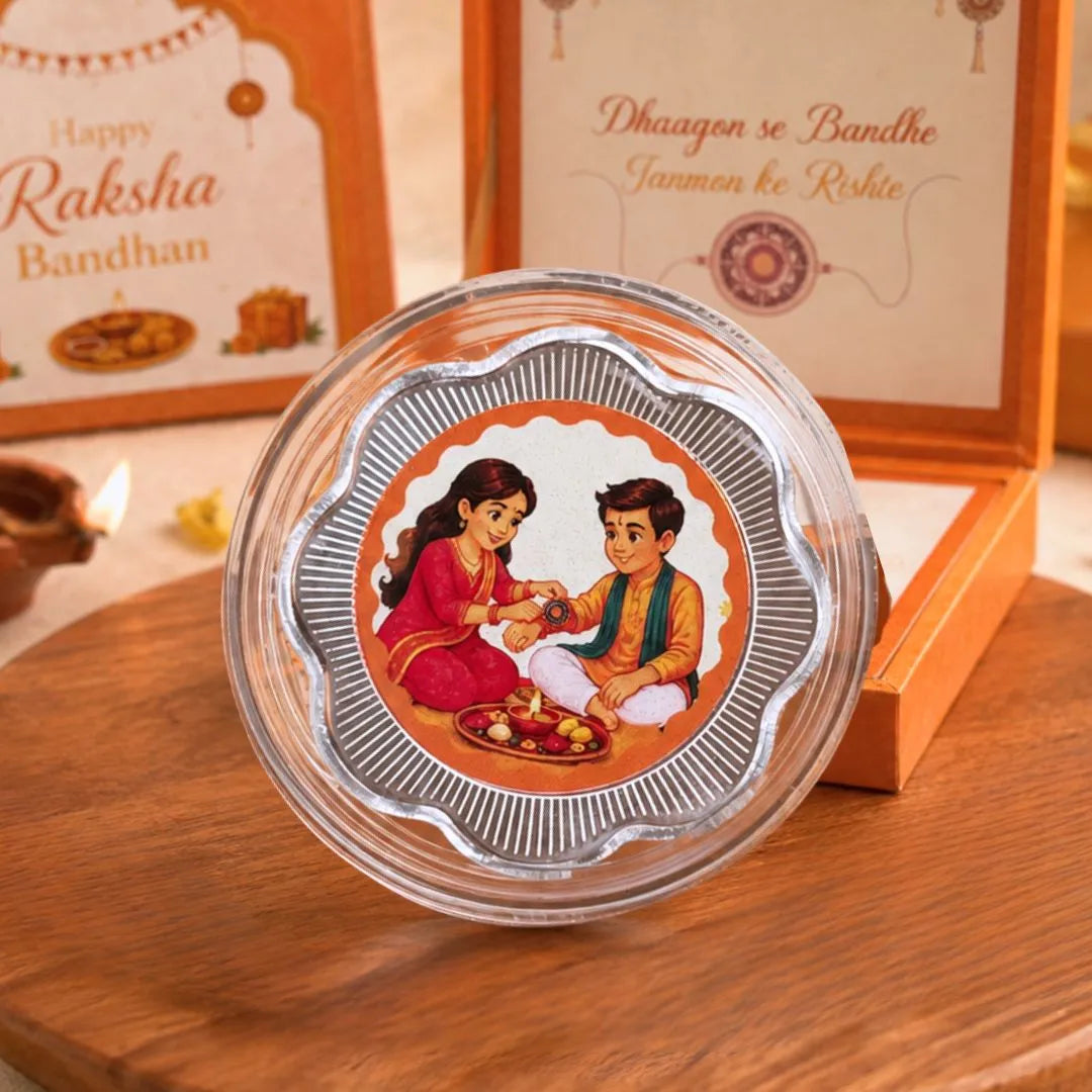 20g Silver Coin Rakhi Theme Gift Box