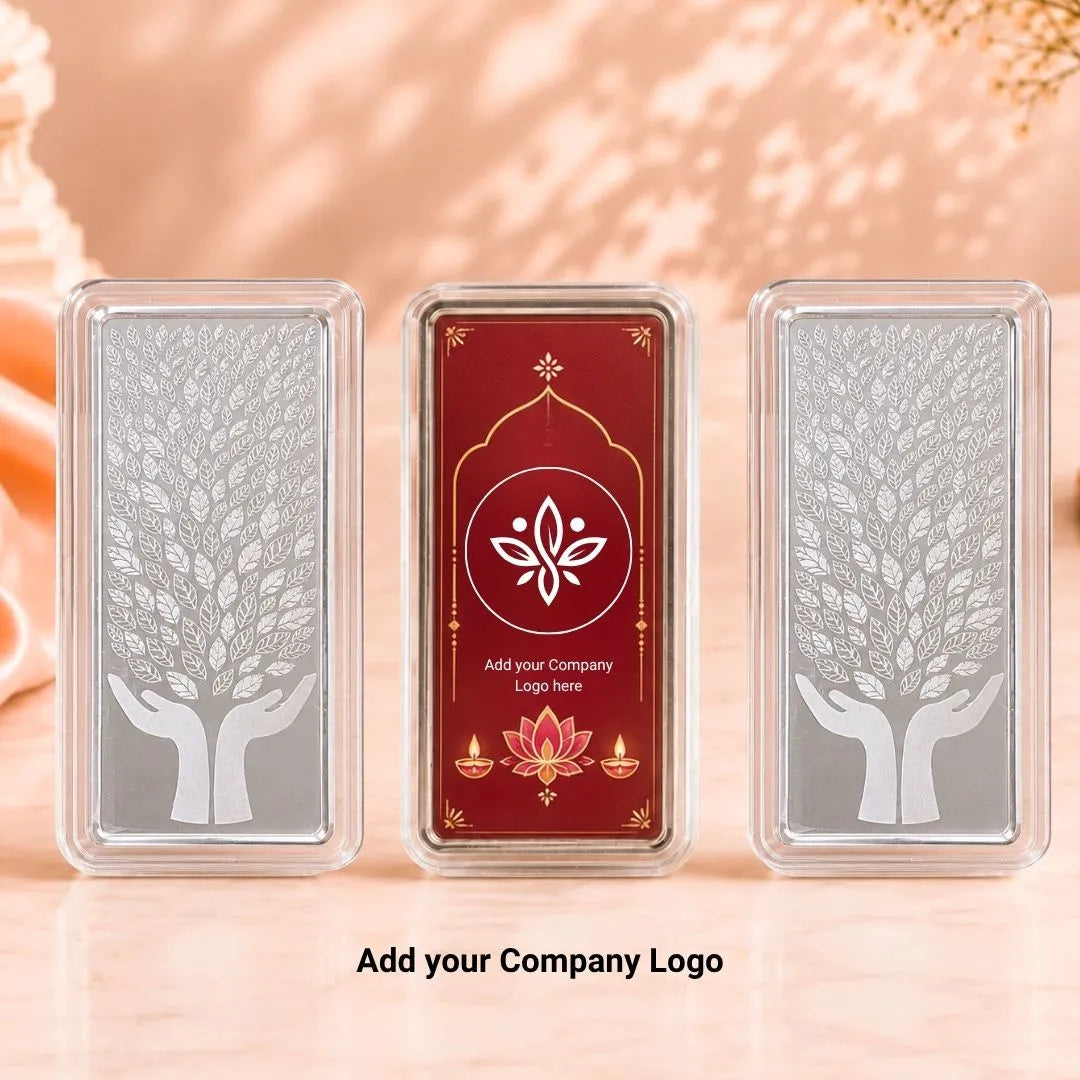 Leaf in Hand 150g Premium Banyan Tree 999 Pure Silver Bar with Elegant Gift Box