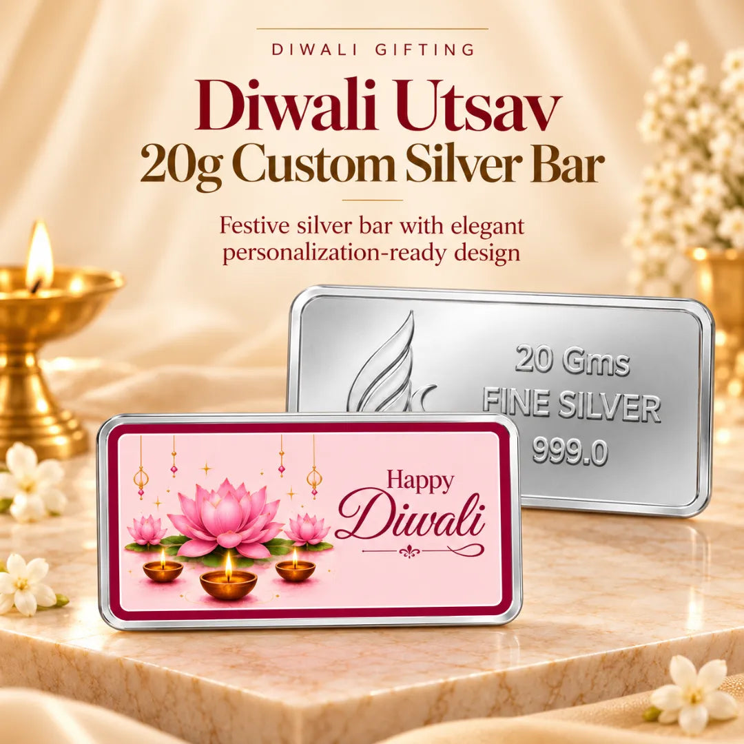 Diwali Utsav 20g Custom Silver Bar - Add Your Name/Company