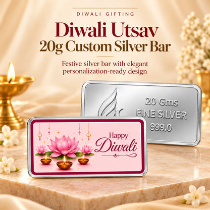 Diwali Utsav 20g Custom Silver Bar - Add Your Name/Company