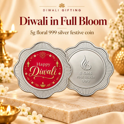 Diwali in Full Bloom - 5g Floral 999 Silver Happy Diwali Coin