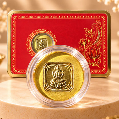 25mg Gold Lakshmi Ji Coin with Designer Gift Card