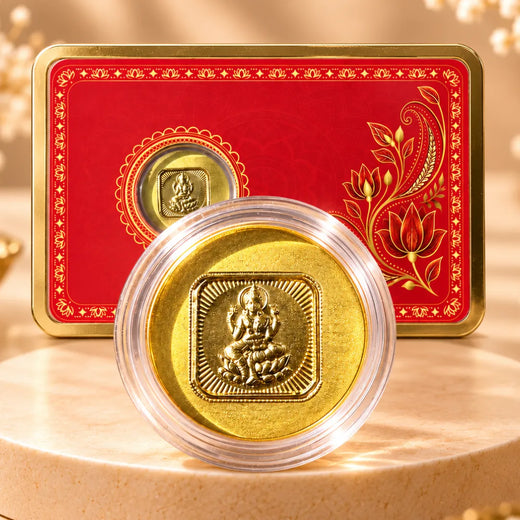 25mg Gold Lakshmi Ji Coin with Designer Gift Card