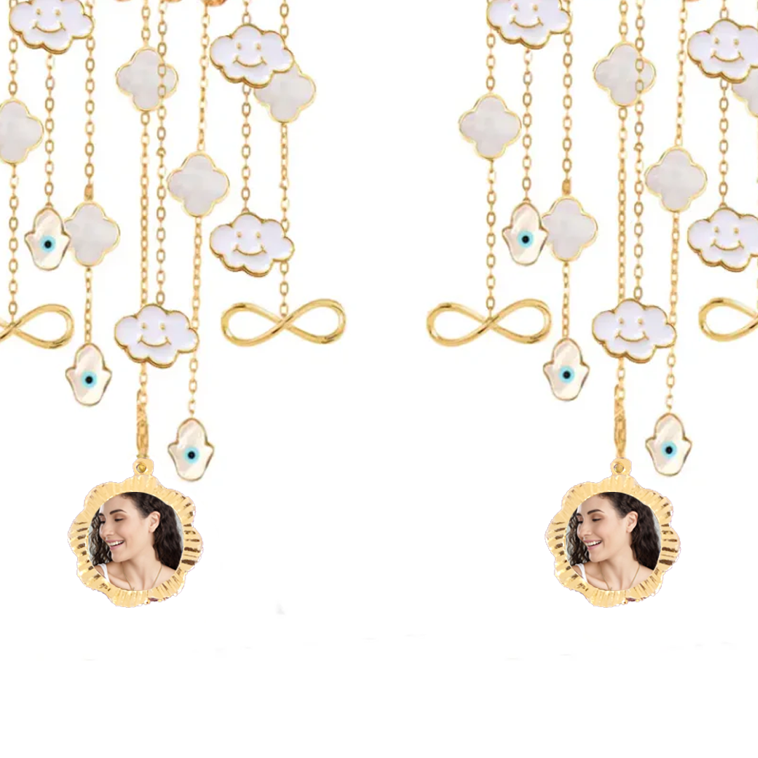 Golden Evil Eye & Clouds Bridal Kaleera - Customise with Motifs, Charms & Photo Frame