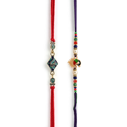 Men's Rakhi - Om and Peacock  Design - Set of 2