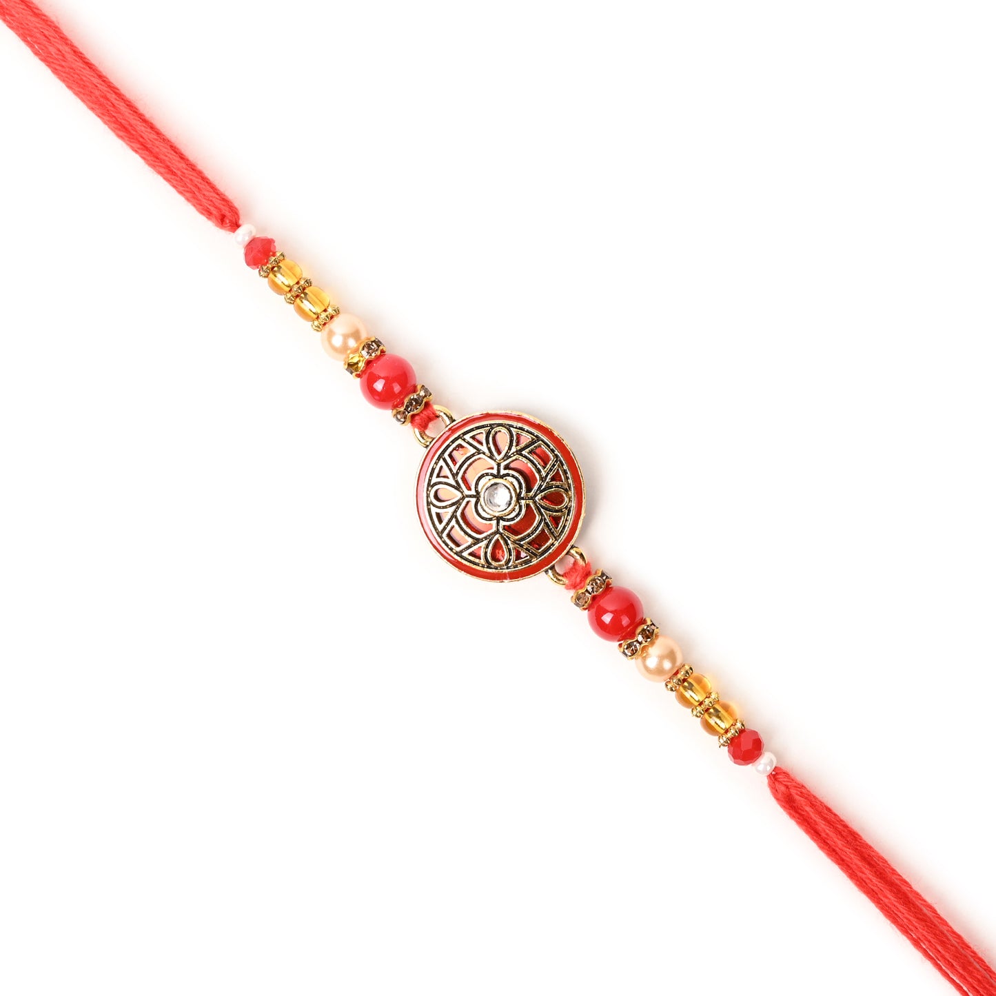 Men's Rakhi - Round Design With Kundan Stones