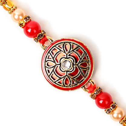 Men's Rakhi - Round Design With Kundan Stones