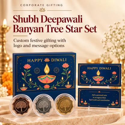 Shubh Deepawali - 6g Banyan Tree Star Set - Add Logo/Message