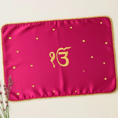 Dark Pink Ik Onkar Motif Mehendi Mat