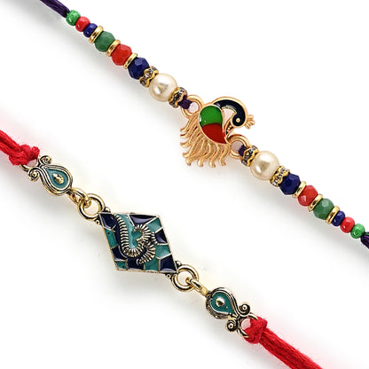 Men's Rakhi - Om and Peacock  Design - Set of 2