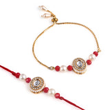 Pair Rakhi - Beatiful Kundan Oval Shape Rakhi