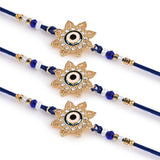 Men's Rakhi - Flower with Evil Eye Design - Set of 3