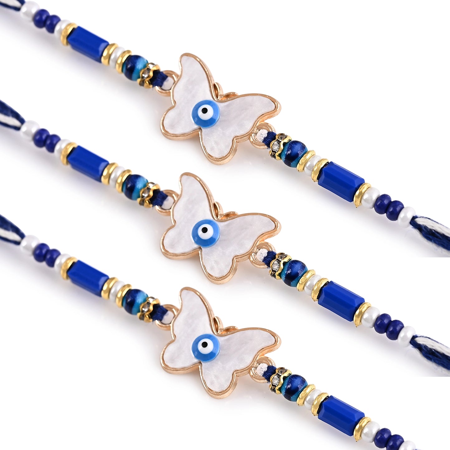 Men's Rakhi - Butterfly With Evil Eye Design - Set of 3