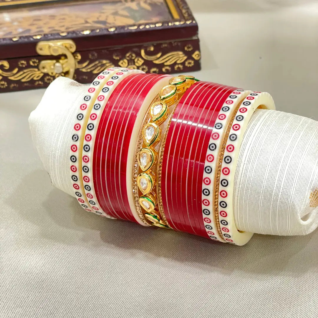 Pure Pearl Classic Kundan Deep Red Chooda