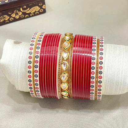 Pure Pearl Classic Kundan Deep Red Chooda