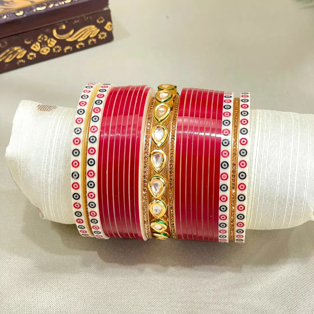 Pure Pearl Classic Kundan Deep Red Chooda