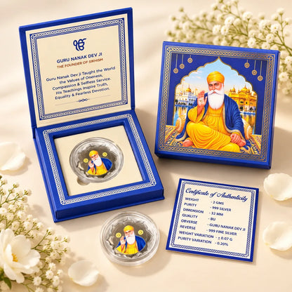 Guru Nanak Dev Ji 2g Pure Silver Coin
