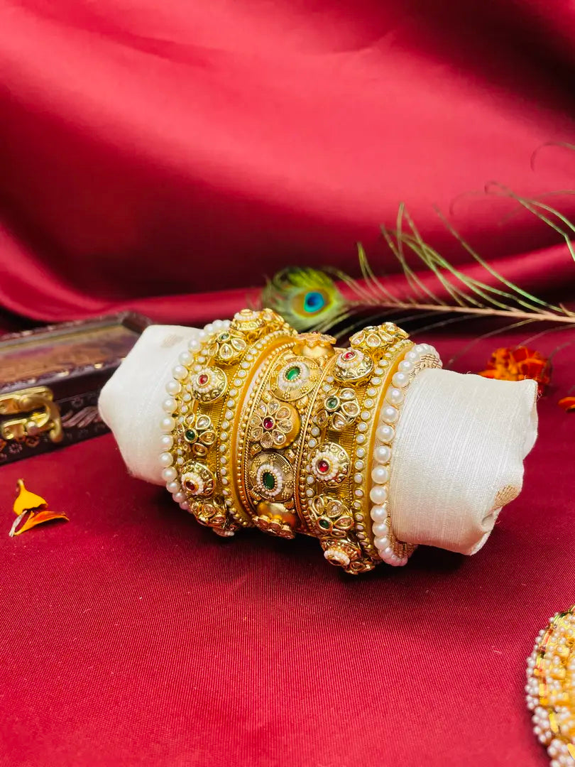 Golden Radiance: Antique Bridal Kada Sets