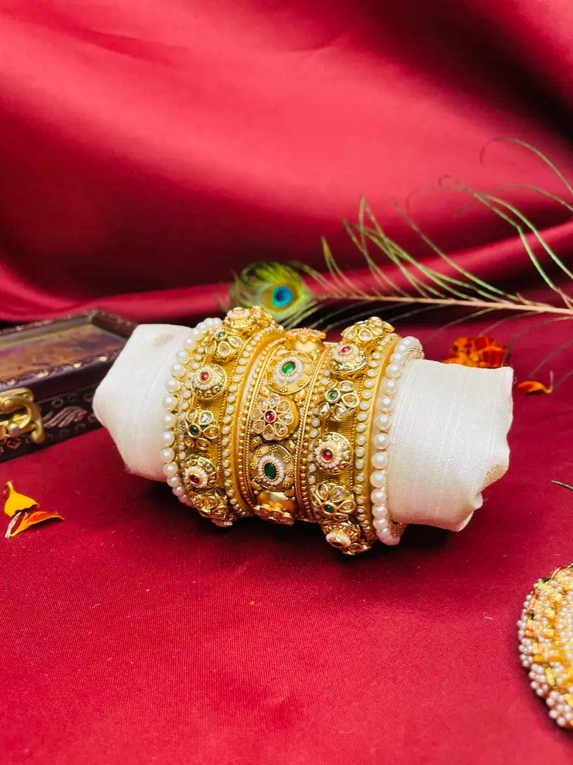 Golden Radiance: Antique Bridal Kada Sets