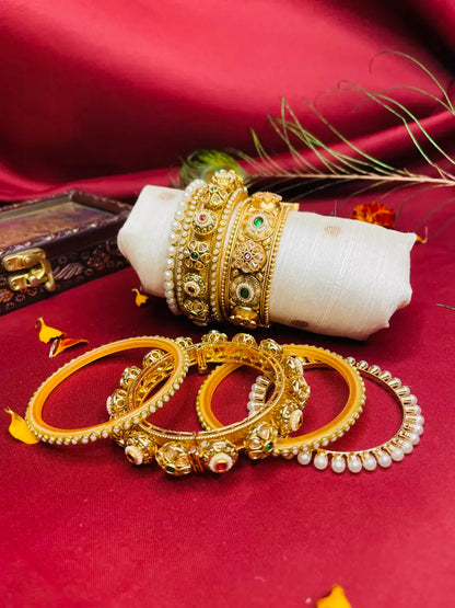 Golden Radiance: Antique Bridal Kada Sets