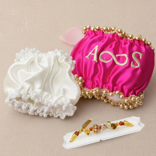 Gaana With 2 Cover Combo - Ivory & Pink Customised Gaana Cover