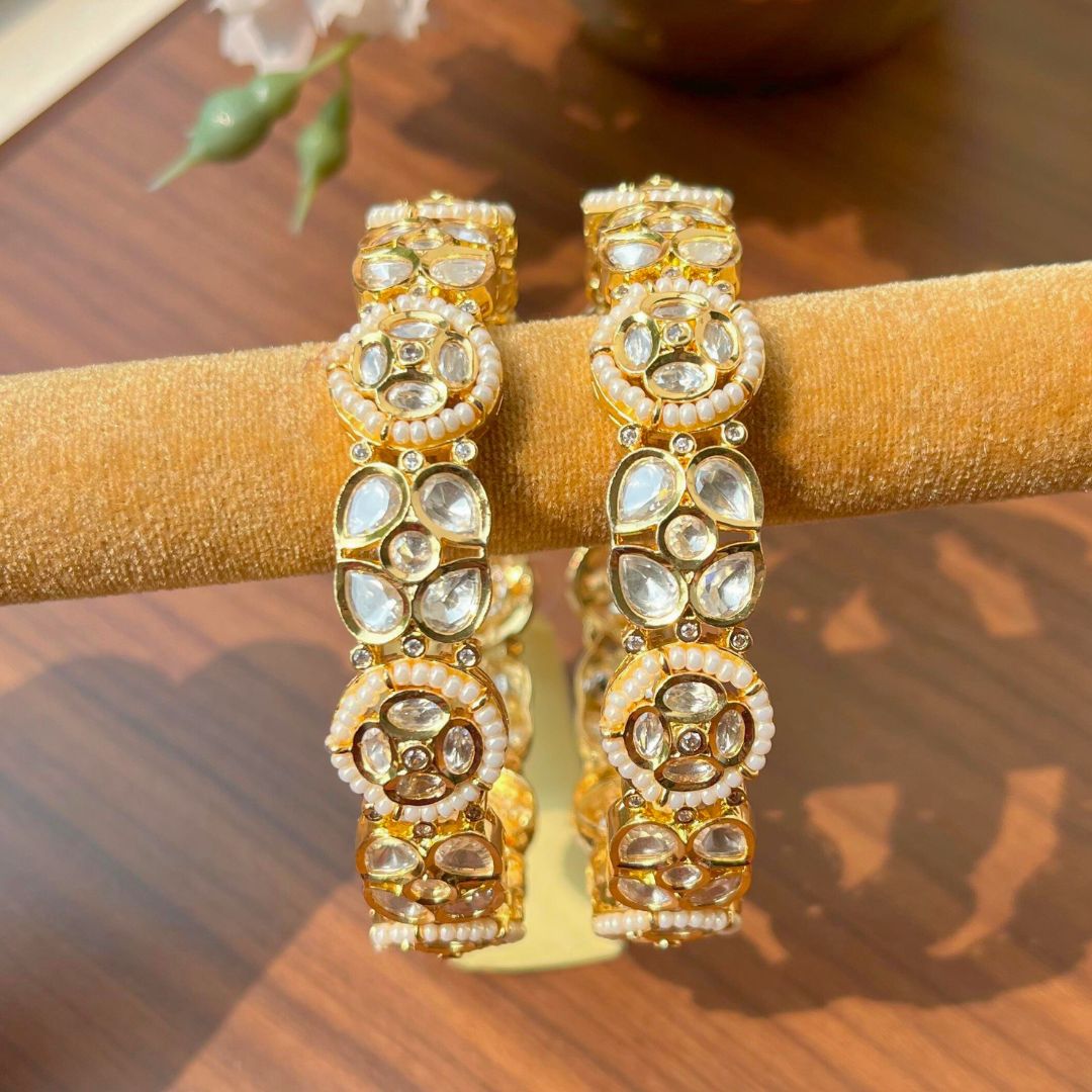 White Meenakari Statement Kada Bangles