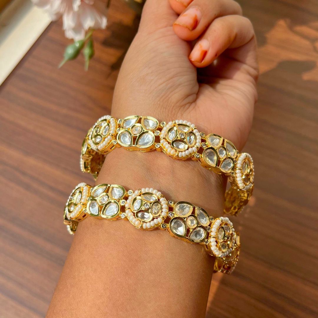 White Meenakari Statement Kada Bangles
