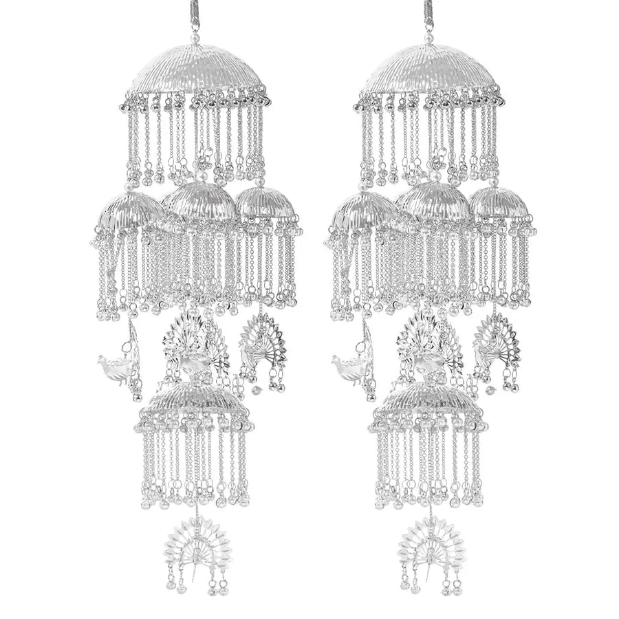 Peacock Motifs Triple Dome Silver Bridal Kalira