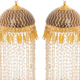 Golden Radiance Pearl Strings Triple Dome Bridal Kaleera