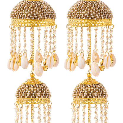 Golden Seashell Pearls Triple Dome Bridal Kaleera