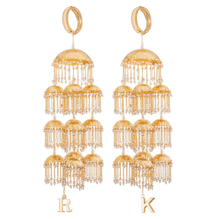 Golden Globetrotter Bridal Kaleera-  Customisable With Butterfly Motifs/Initials/Photo Charms