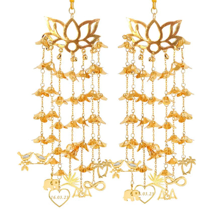 Golden Lotus Bridal Kaleera - Customize with Initials, Motifs and Other Charms