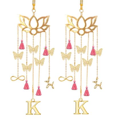 Golden Lotus Charms Bridal Kaleera - Customise with Name Initials, Motifs & Tassels