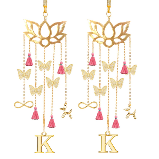 Golden Lotus Charms Bridal Kaleera - Customise with Name Initials, Motifs & Tassels