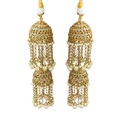 Golden Oxidied Stone & Pearl Bridal Kaleera