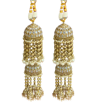 Golden Oxidised Tassel Ends Bridal Kaleera