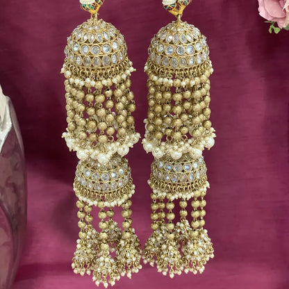 Golden Oxidised Tassel Ends Bridal Kaleera