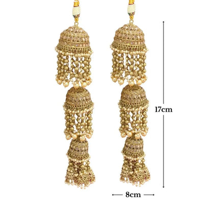 Golden Oxidised Triple Dome Bridal Kaleera