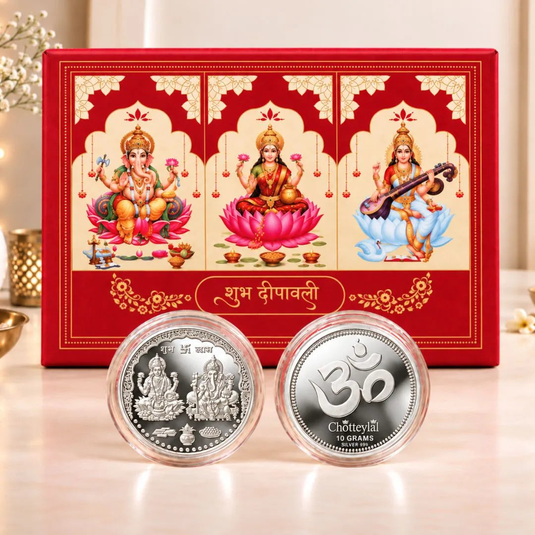 Diwali Divine Blessings – Laxmi Ganesh 10g Pure Silver Coin Gift Box