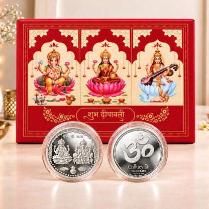Diwali Divine Blessings – Laxmi Ganesh 10g Pure Silver Coin Gift Box