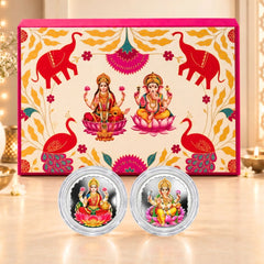 Diwali Divine Blessings – Laxmi Ganesh 2g Pure Silver UV Coin Gift Box