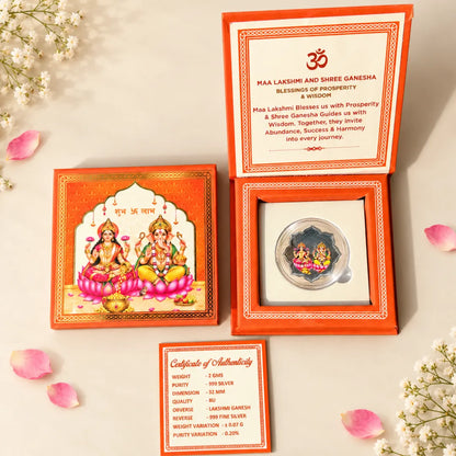 Shubh Labh Lakshmi Ganesh Ji 2g 999 Pure Silver Coin